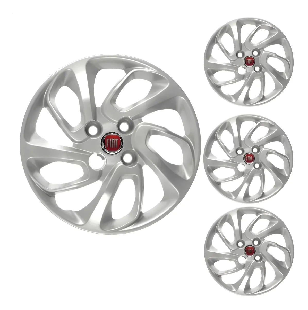 Juego de Tazas de Rueda Fiat Uno Attractive 2015, 2016 y 2017 Aro 14 – Color Plata