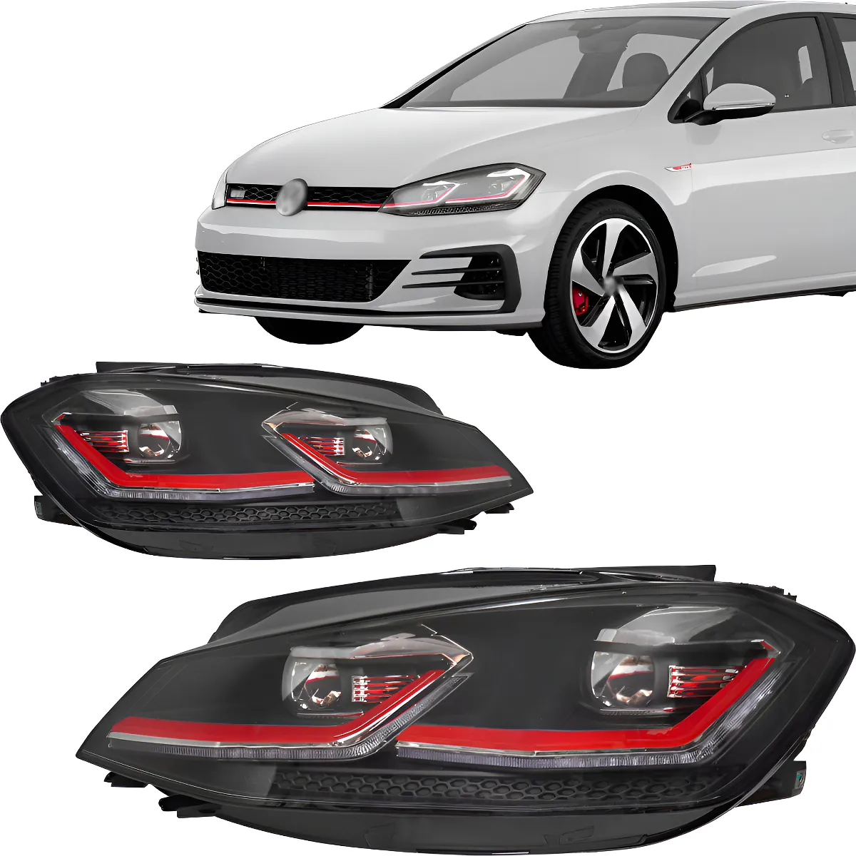 Par de faros delanteros para Golf GTI Mk7.5 2018 2019 2020 con proyector LED