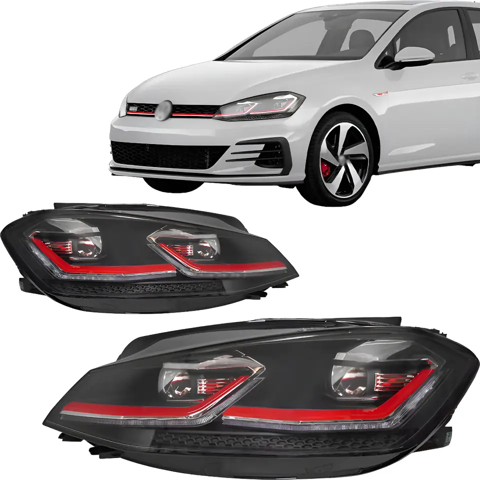 Par de faros delanteros para Golf GTI Mk7.5 2018 2019 2020 con proyector LED