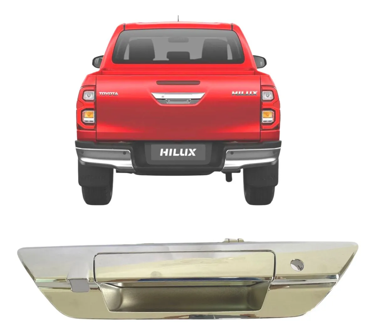 Manija cromada de la tapa trasera de la Hilux (2016, 2017, 2018 a 2024)