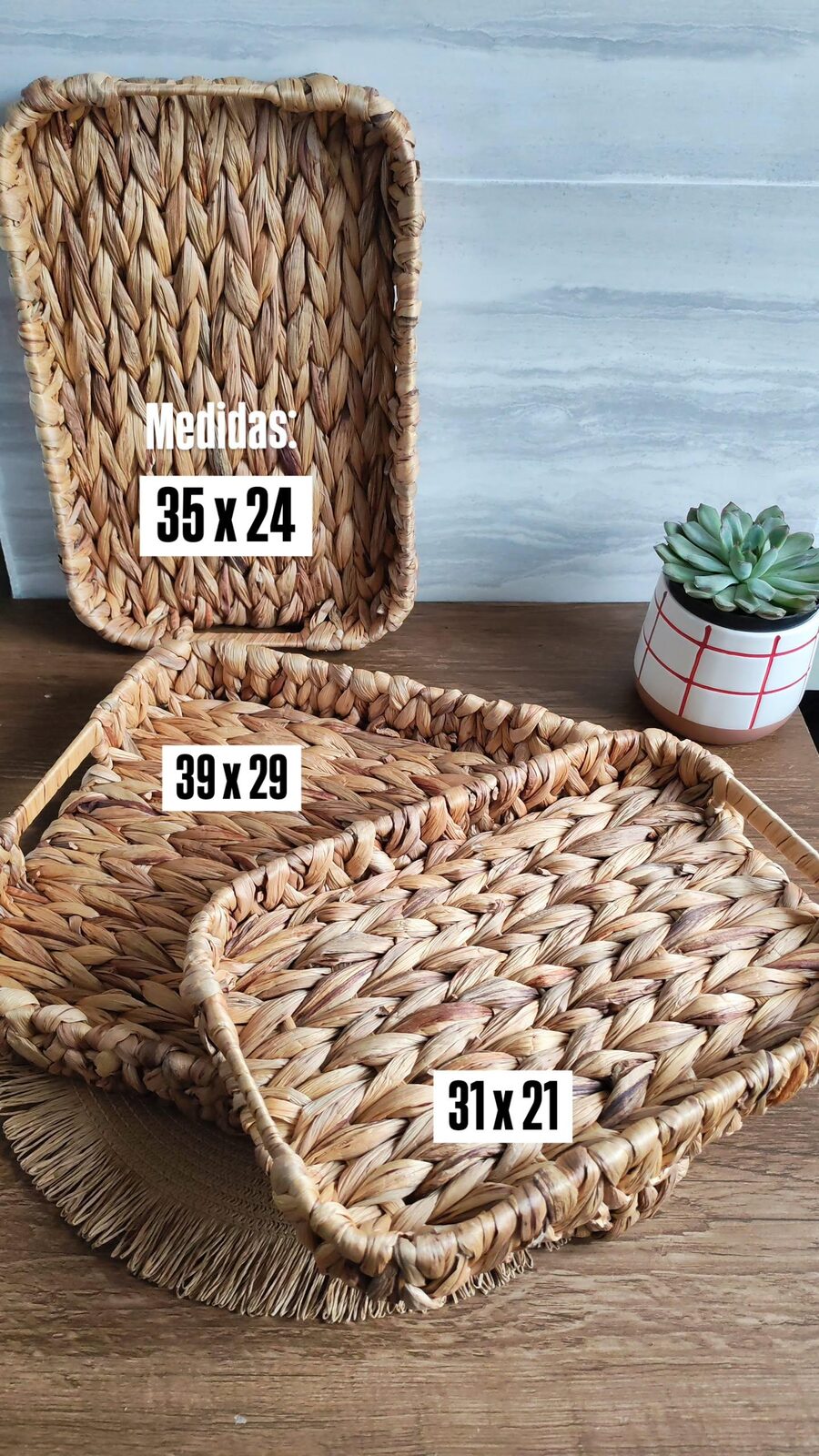 Bandeja de fibra rectangular tamaño grande 35x24cm
