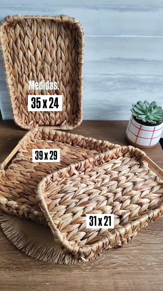 Bandeja de fibra rectangular tamaño grande 35x24cm