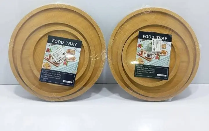 Juego de 3 bandejas de madera bamboo