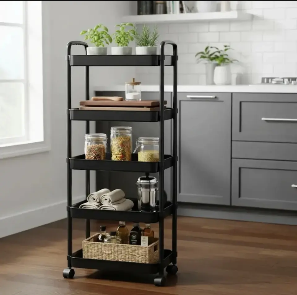Carrito Organizador Con Ruedas 5 Niveles Multiuso NEGRO