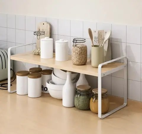 Estante organizador en metal y madera