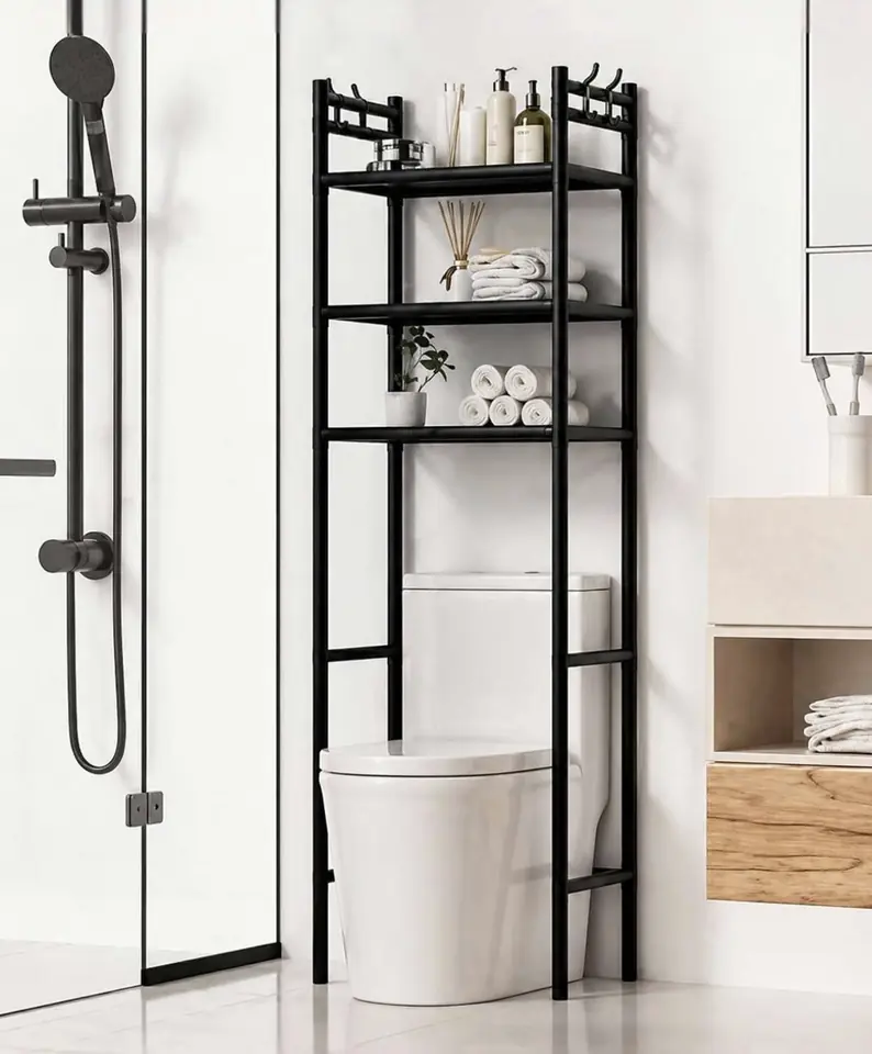 Estante organizador sobre inodoro color BLANCO