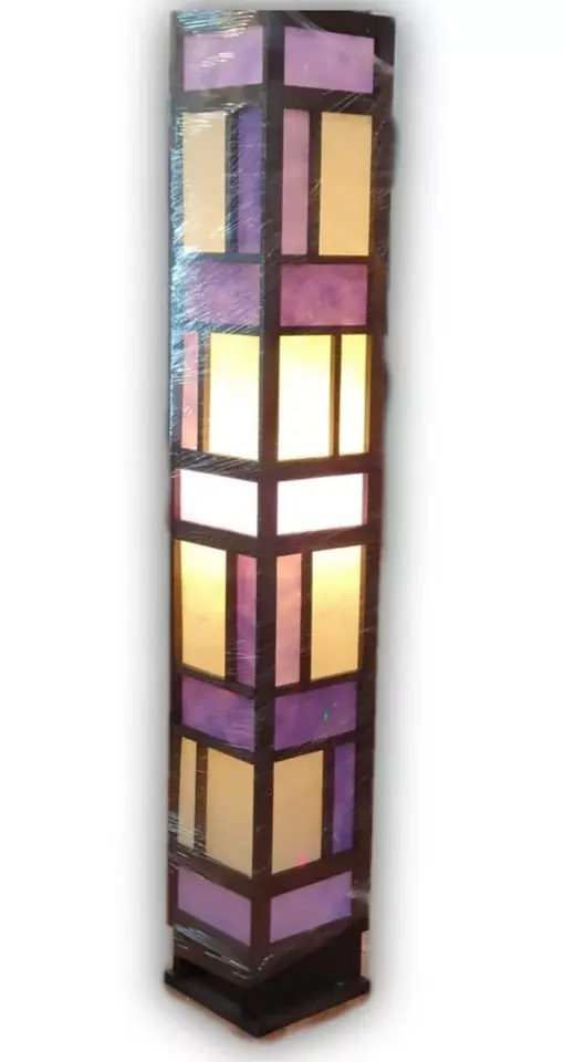 Lampara portátil de pie - Pantalla de lonja sintética estilo artesanal en tono violeta