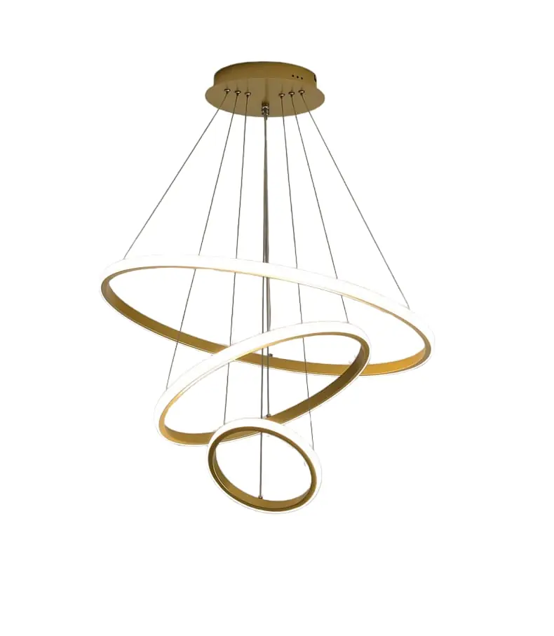 Artefacto colgante de 3 aros de luces led para interior