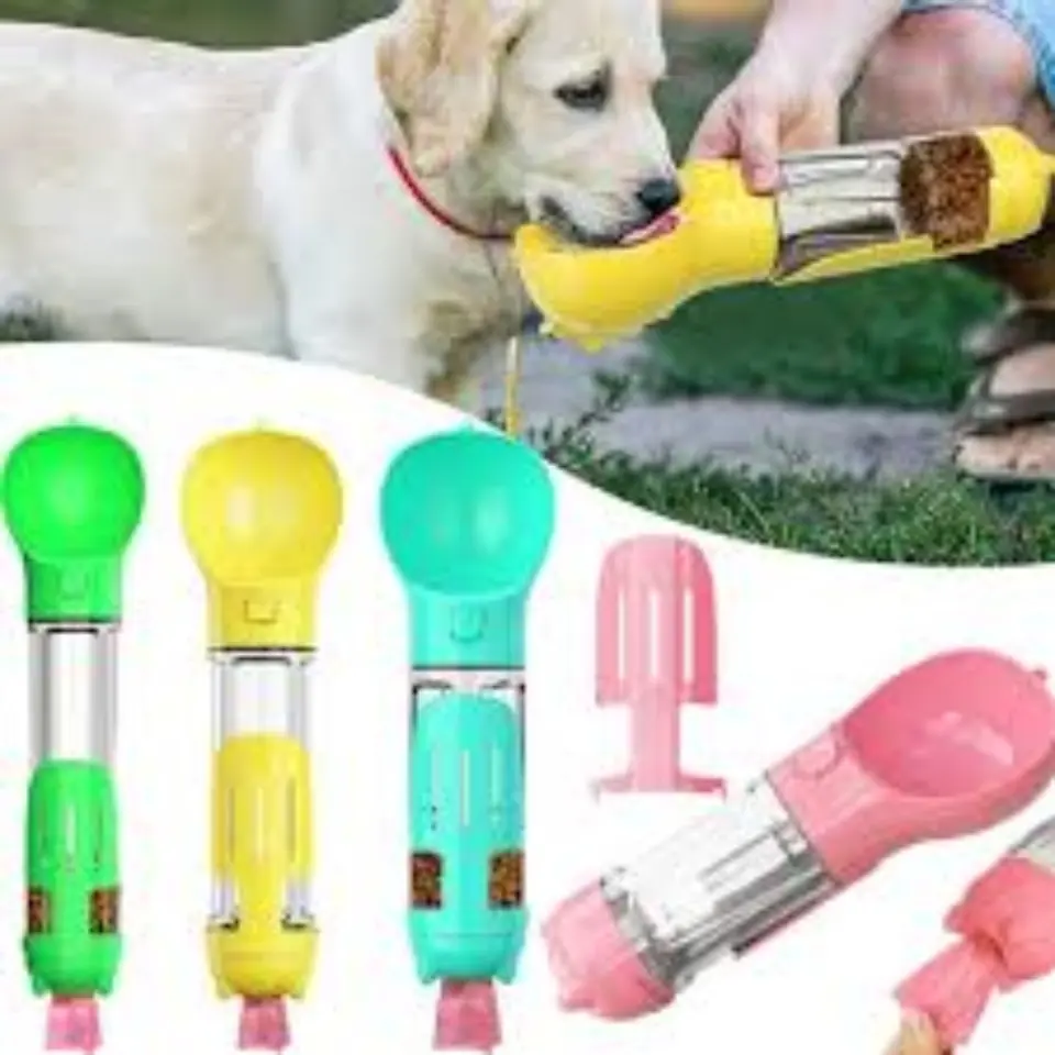 Bebedero Mascotas Portatil P/paseos, Viajes 500ml C/comedero