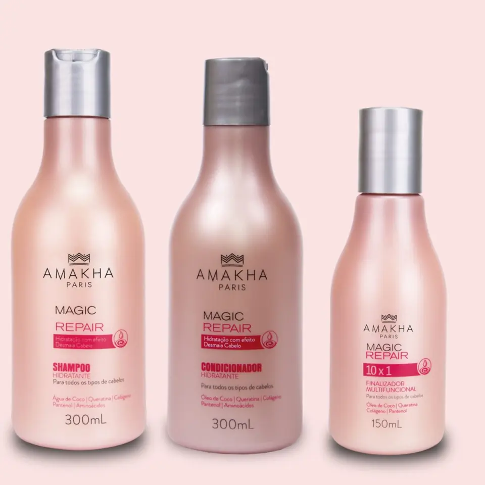 Kit reparador mágico Amakha Paris: champú, acondicionador y fijador