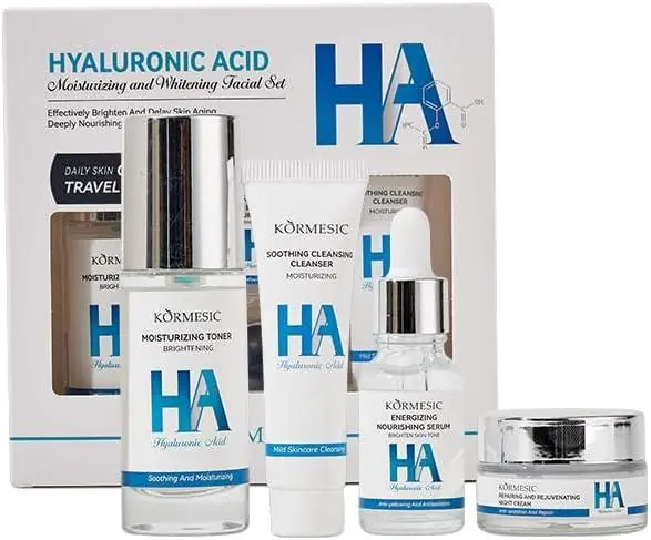 Set de Cuidado Facial Kormesic de 4 piezas con Ácido Hialurónico