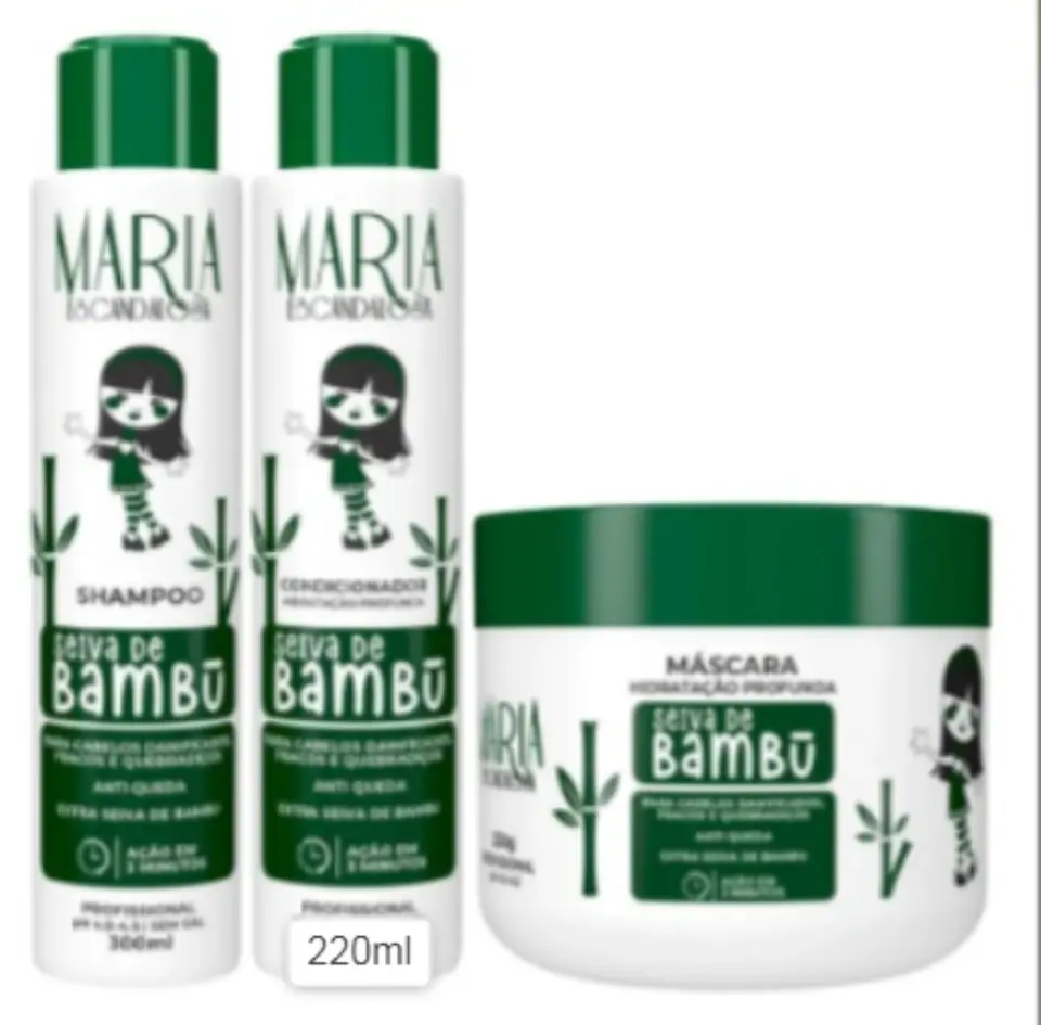 Kit Shampo Acondicionador Y Mascara Bamboo Maria Escandalosa