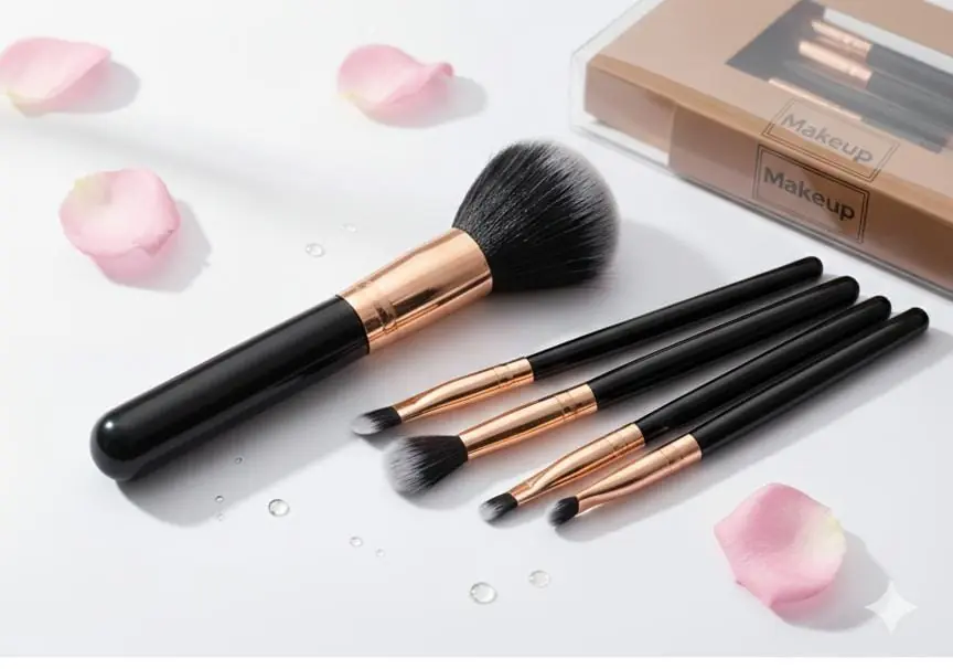 Set De Brochas Makeup 5 Piezas En Caja Negro