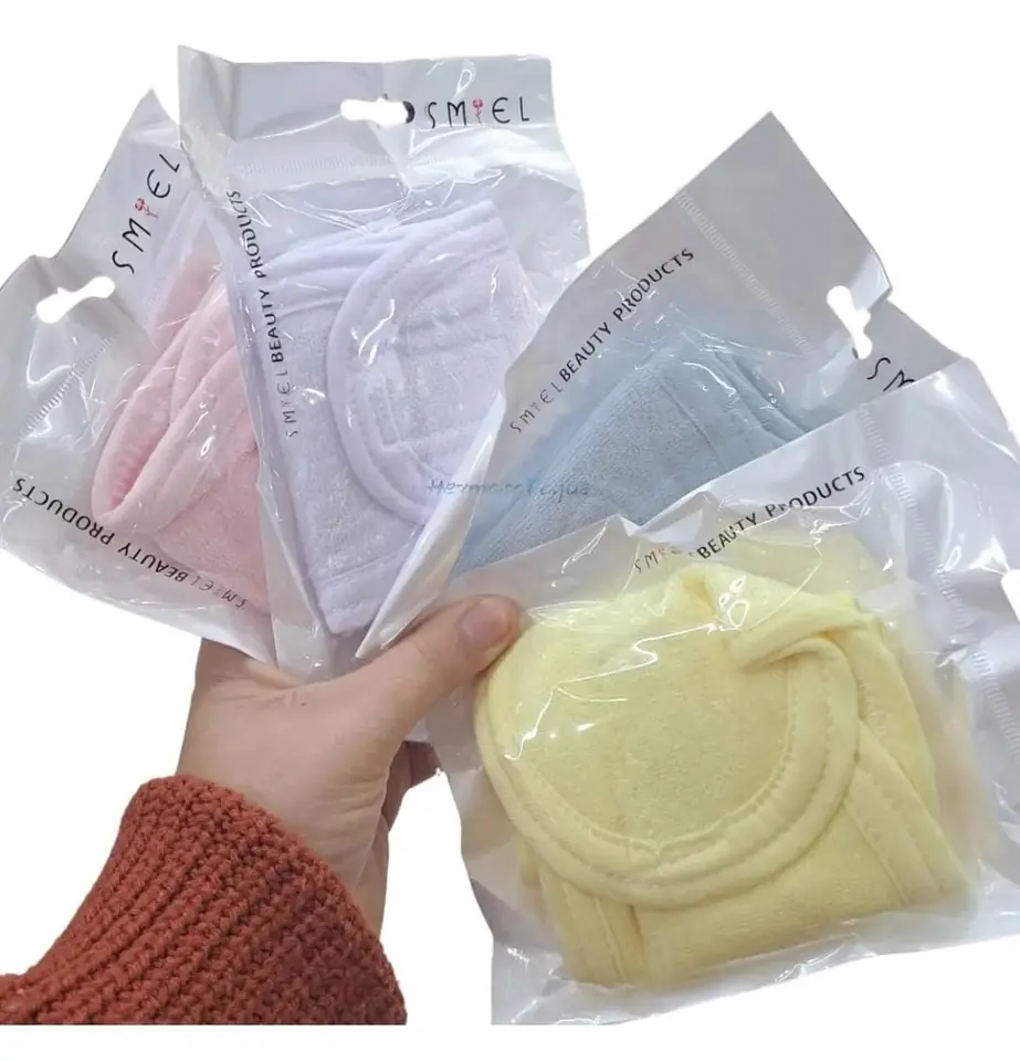 VINCHA CON VELCRO PARA SKINCARE TELA TOALLA