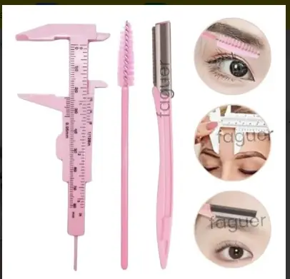 Kit Perfilado De Cejas - Calibre + Cepillo + Perfilador