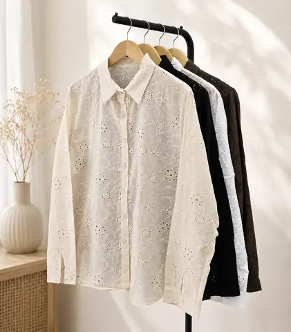 Camisa Broderie de algodón
