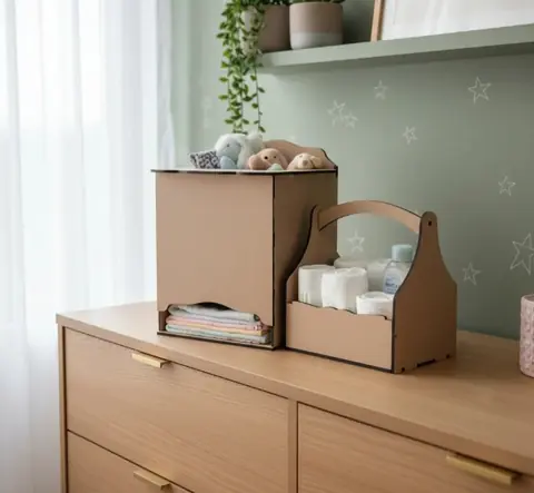 Kit  Pañalera y Canasto para bebé Personalizable