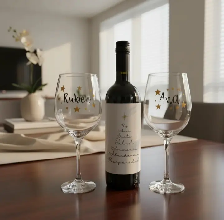 Set copas + vino personalizado