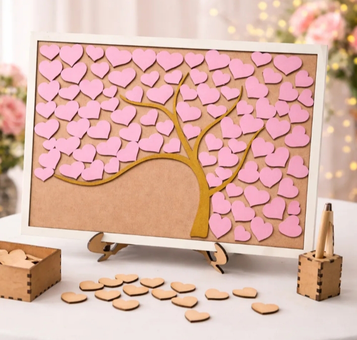 Cuadro firmas arbol corazones