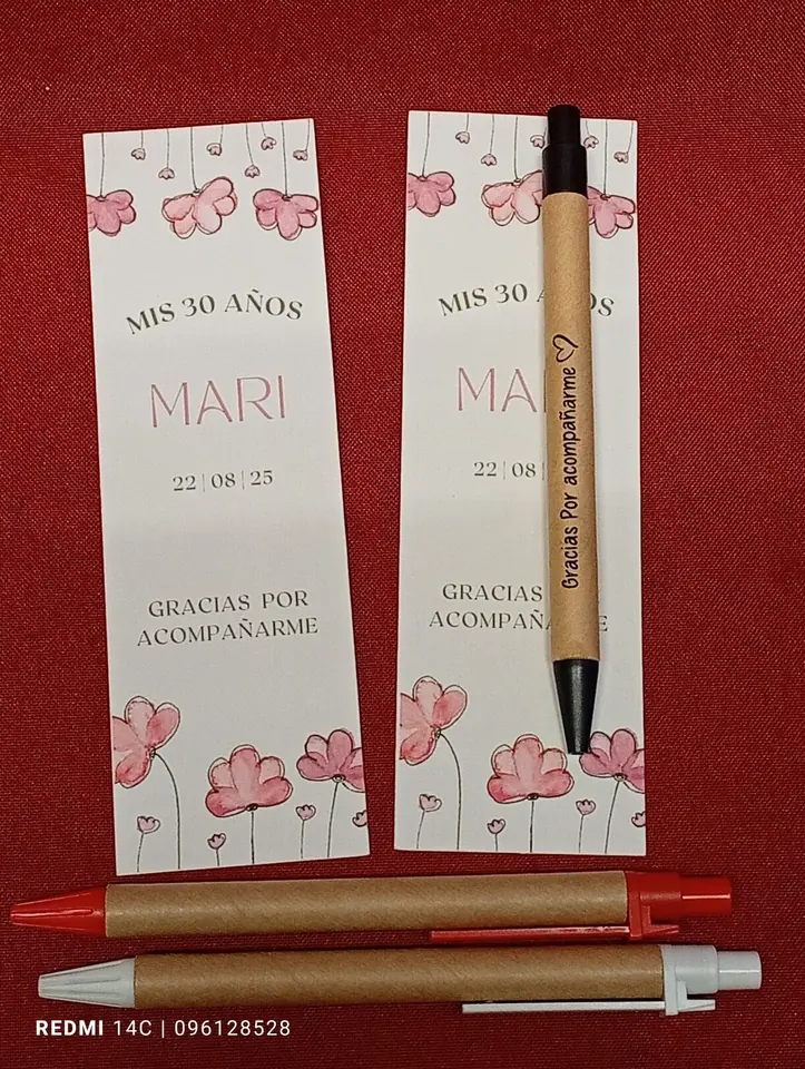 Eco lapicera + tarjeta souvenir cumpleaños