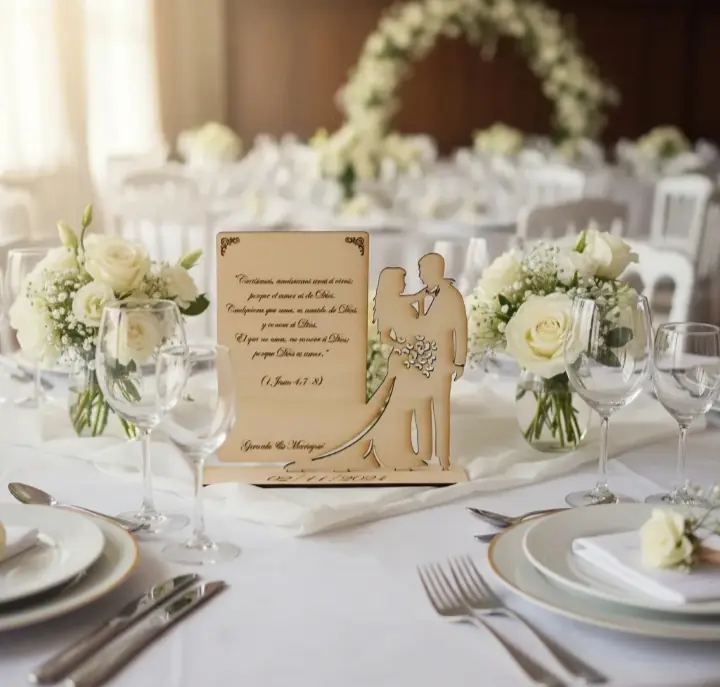 Centro de mesa boda con texto