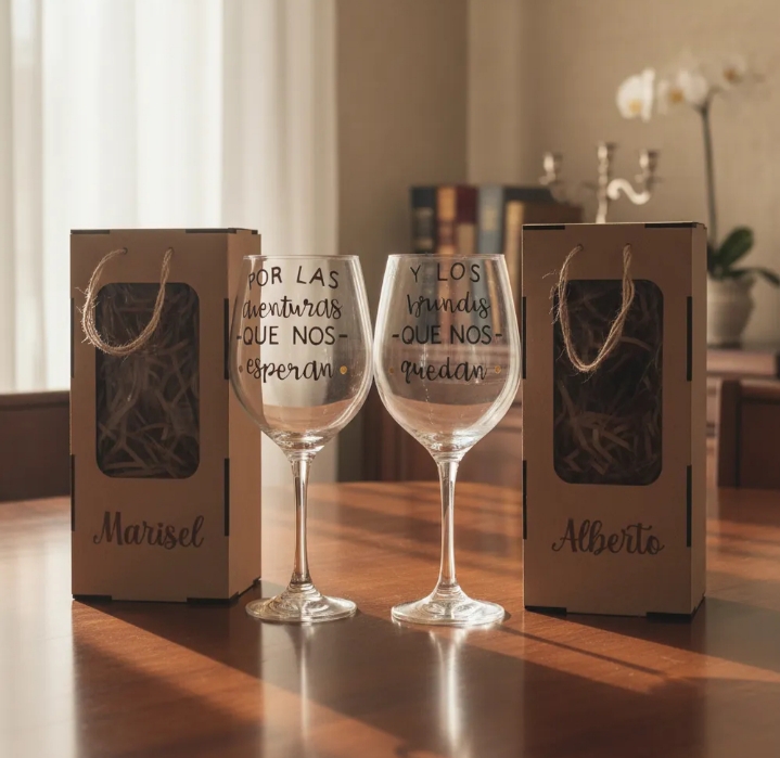 Set dos copas personalizada con frase a elección