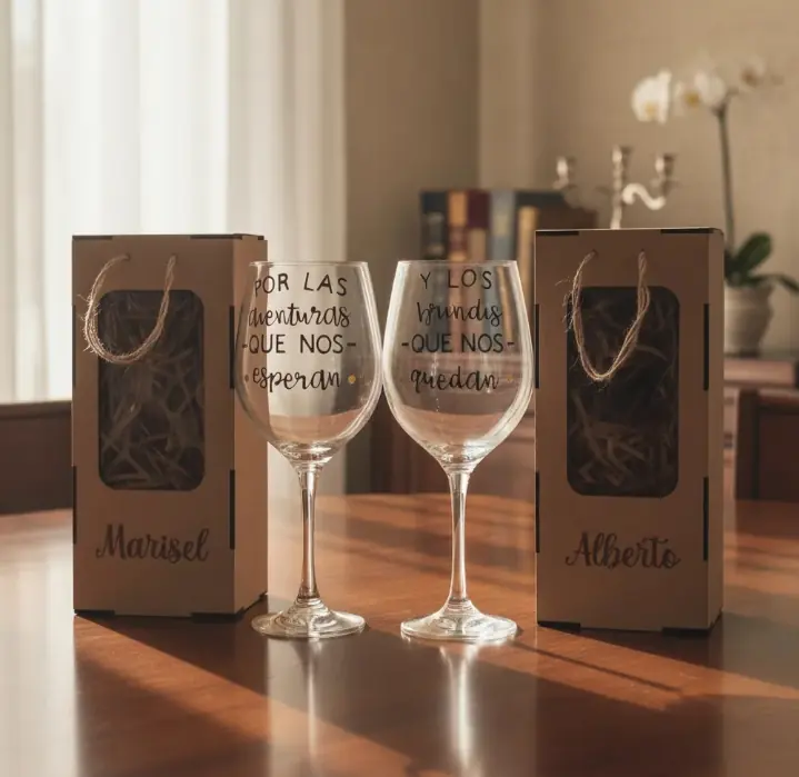 Set dos copas personalizada con frase a elección