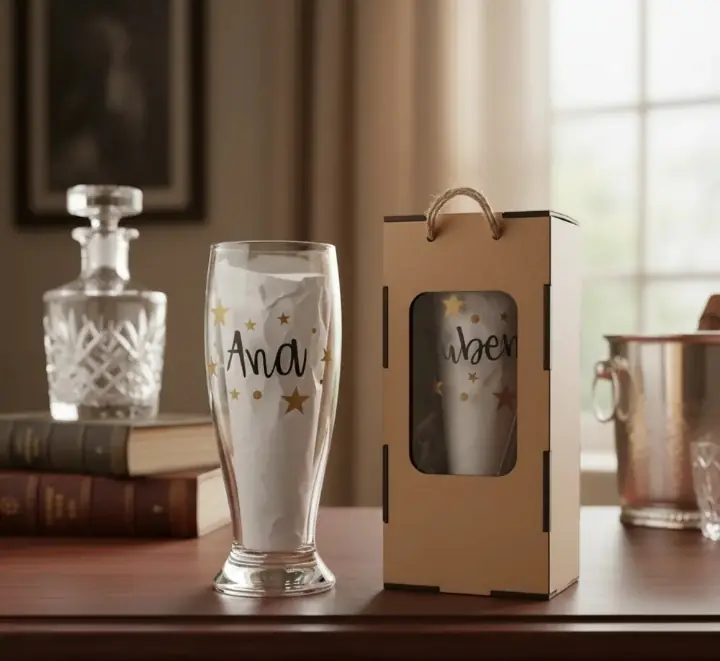 Vaso cerveza personalizado + caja