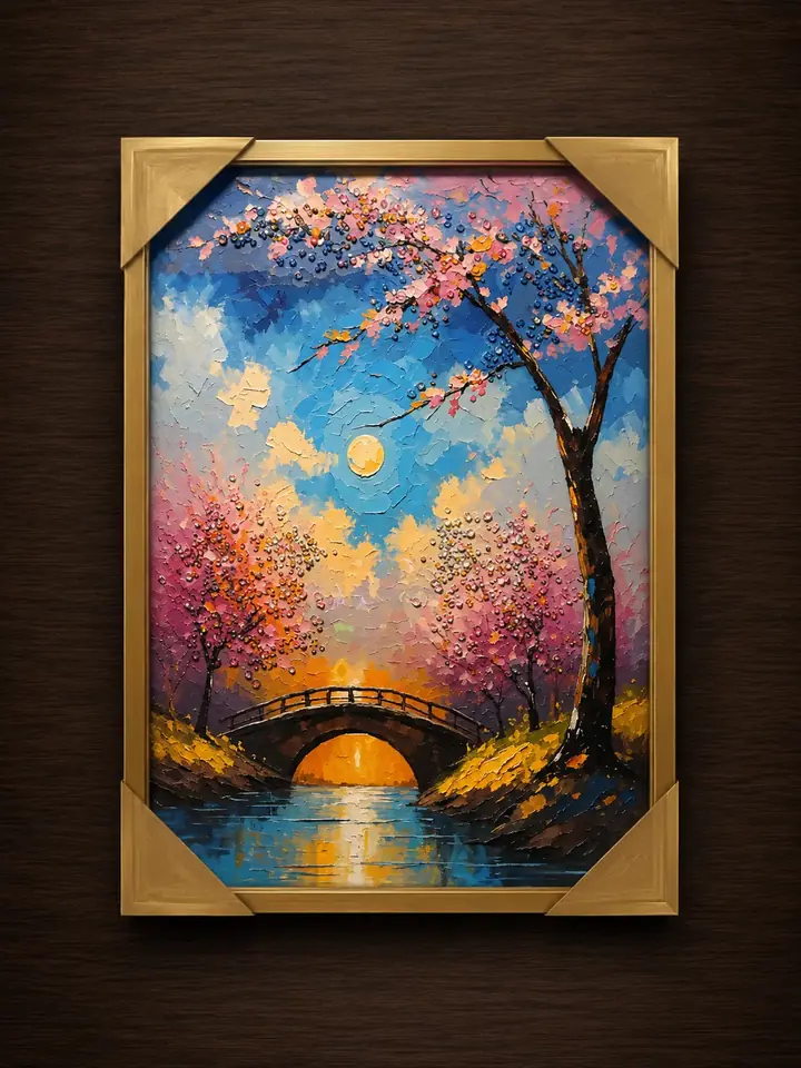Cuadro jardín japonés atardecer 45cmx65