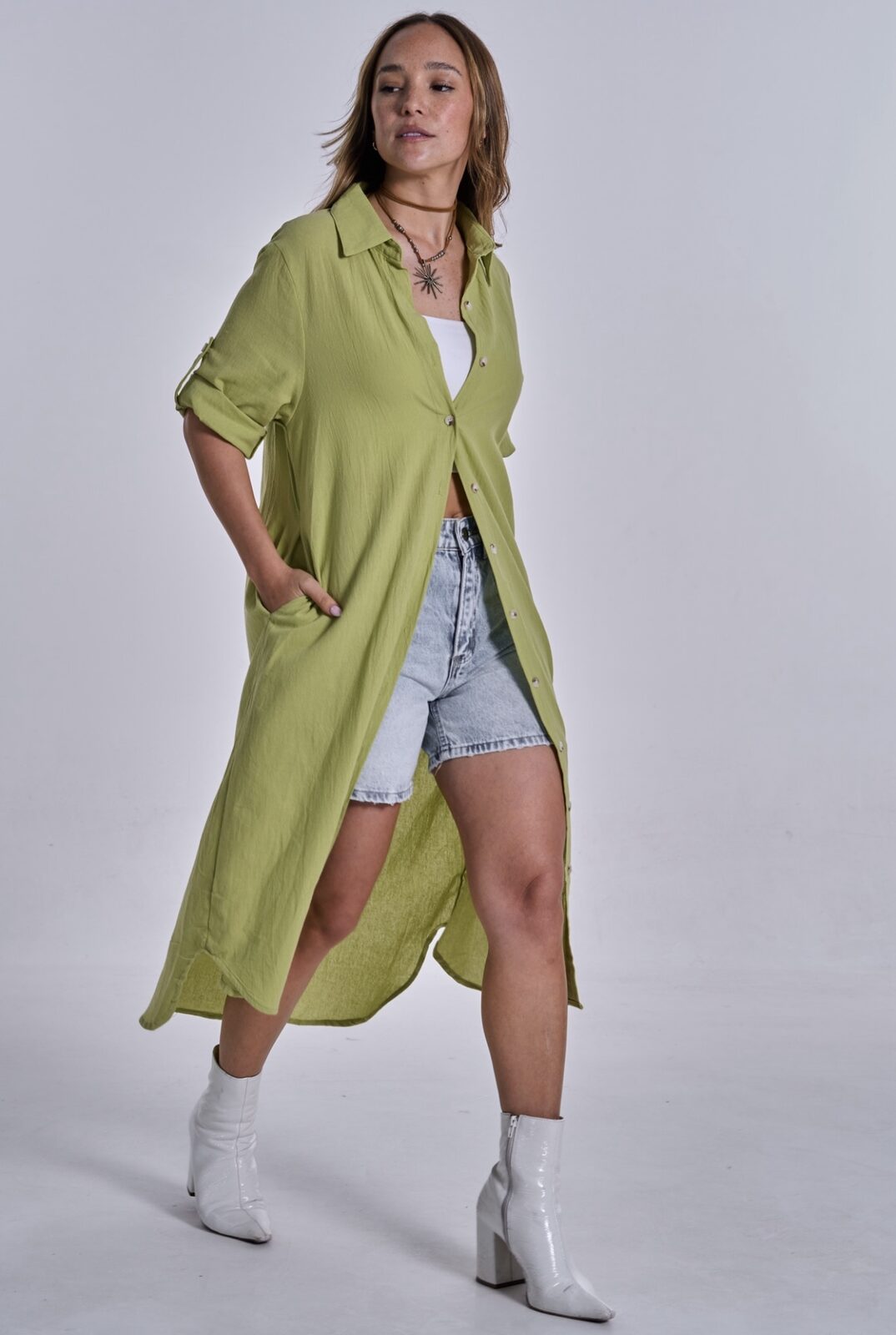 Camisola de lino verde