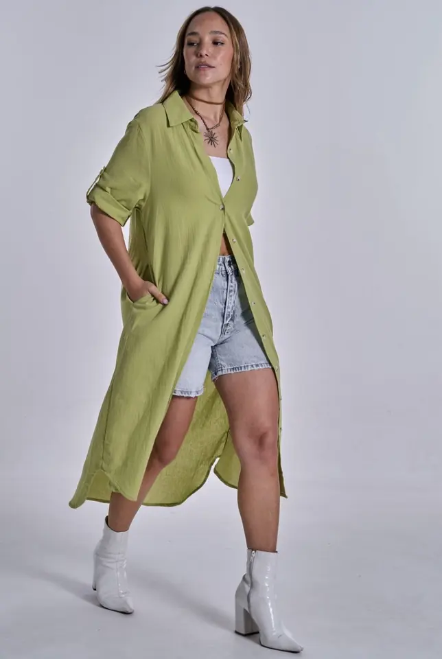 Camisola de lino verde