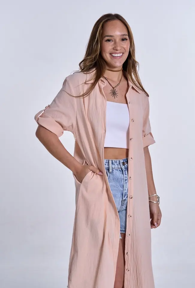Camisola lino Salmón