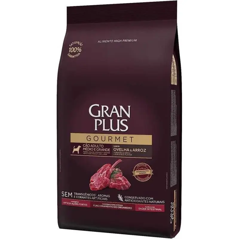 Gran plus gourmet adulto razas medianas y grandes 3 kg cordero y arroz