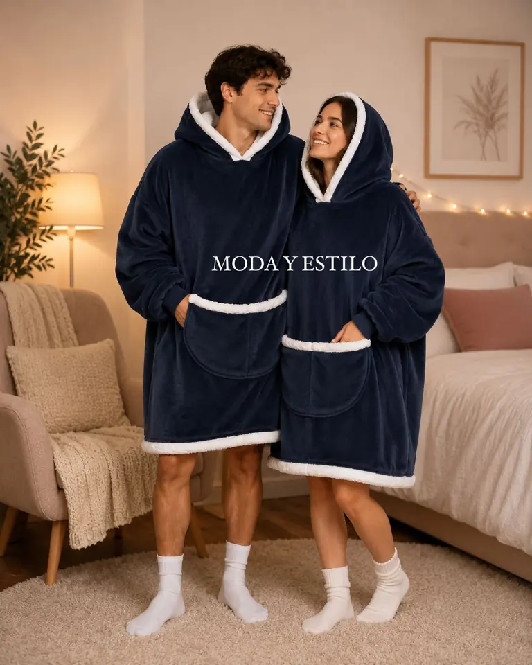 Poncho Manta Con Capucha Y Corderito Interior Unisex