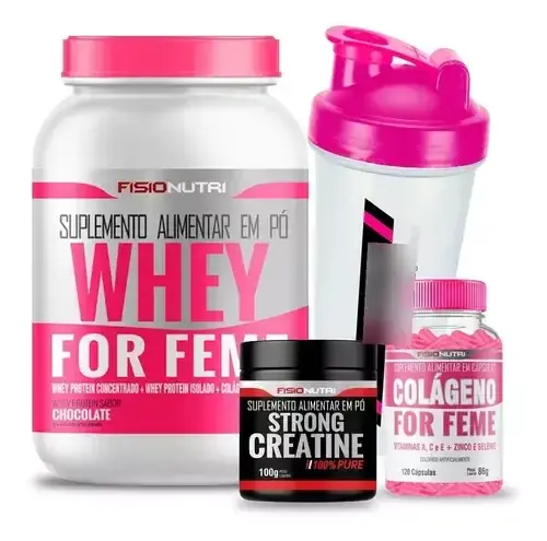 Combo Femenino Whey + Colágeno + Creatina + shaker (Regalo) CHOCOLATE