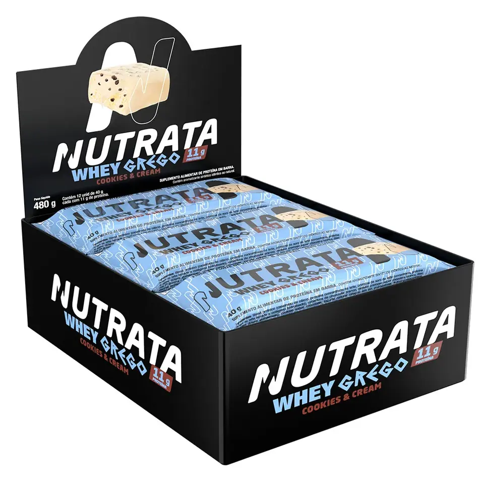 Barra Nutrata Whey Grego 40g Cookies & Cream 12u