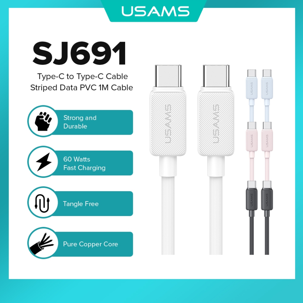 Cable de Datos USB C a USB C SJ691 1M Negro USAMS