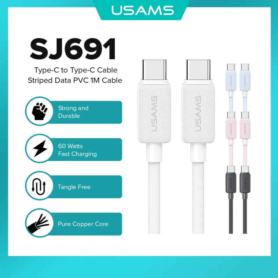 Cable de Datos USB C a USB C SJ691 1M Negro USAMS