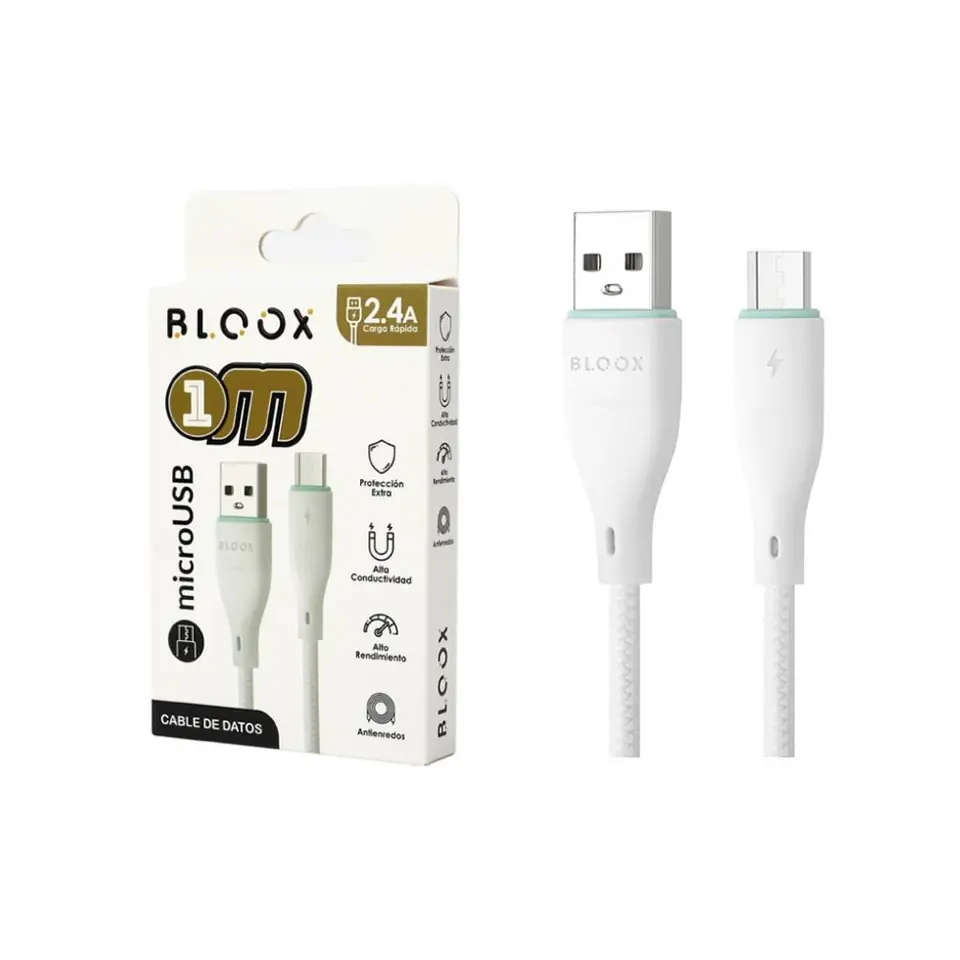 Cable de Datos BLOOX USB A a microUSB PVC 100cm