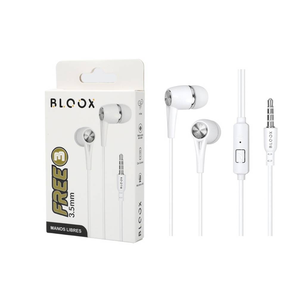 Manos Libres Stereo BLOOX Free3 3 5mm Blanco Intrauditivo Universal