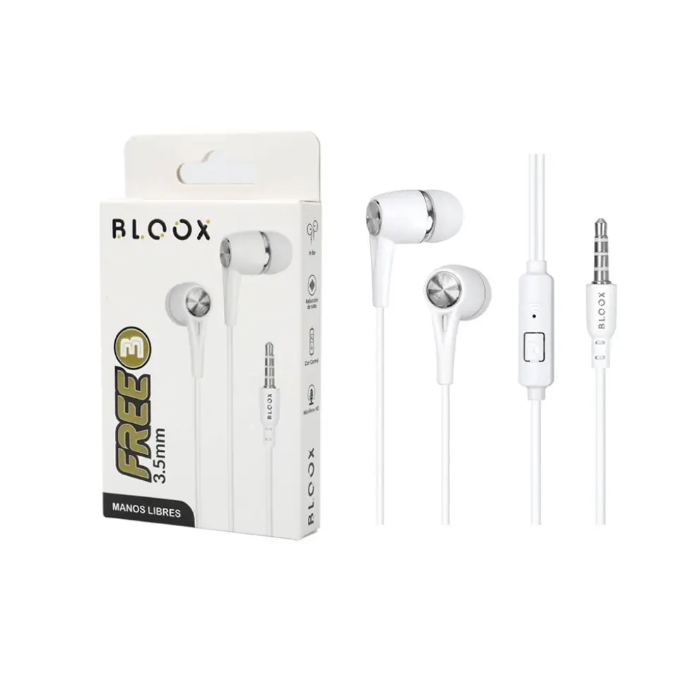Manos Libres Stereo BLOOX Free3 3 5mm Blanco Intrauditivo Universal