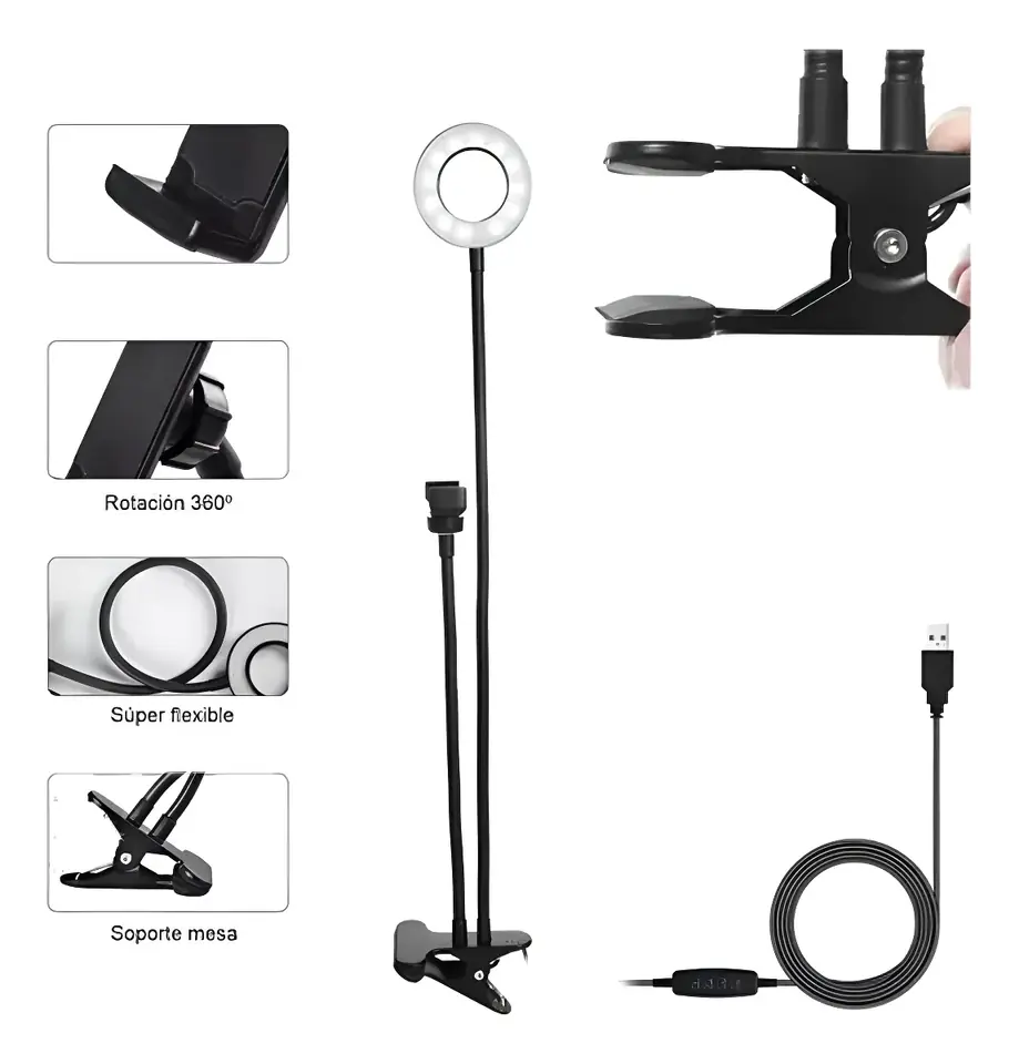 Aro de luz flexible con soporte