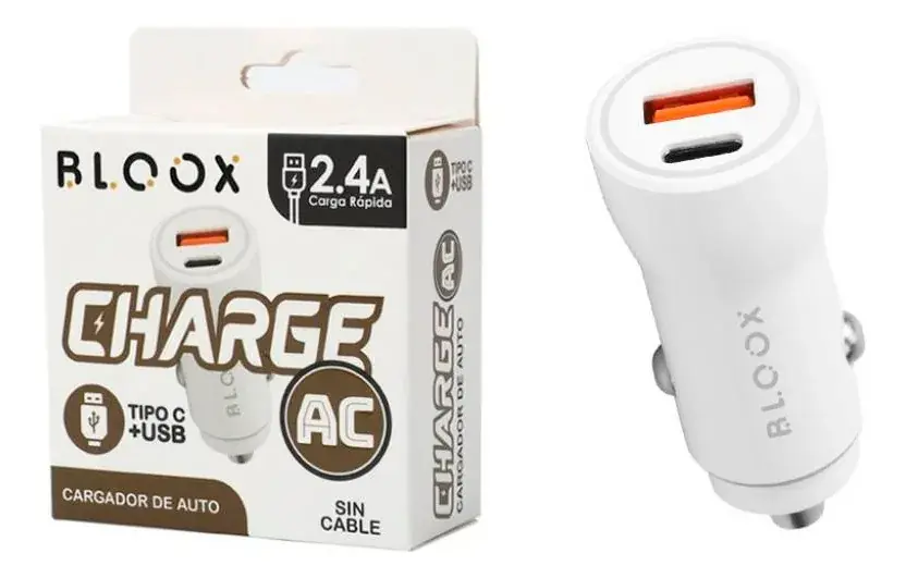 Cargador Auto USB + Tipo C BLOOX