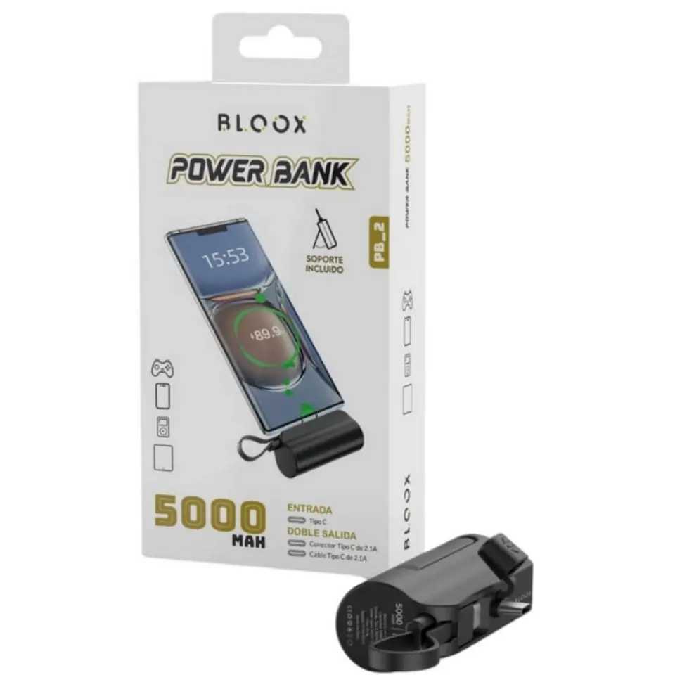 Power Bank BLOOX PB_2 5.000mAh Entrada-Salida Tipo C Negro