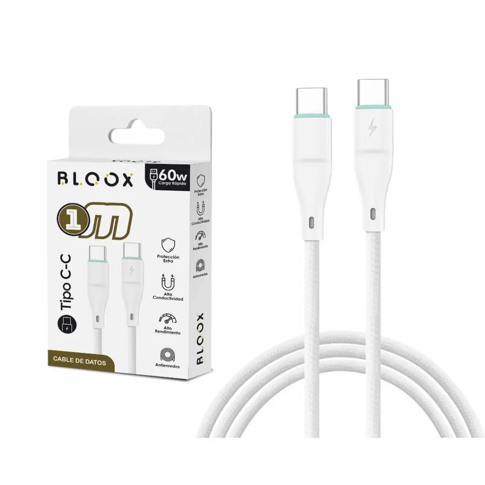 Cable de Datos BLOOX USB C a USB C PVC 100cm 60W
