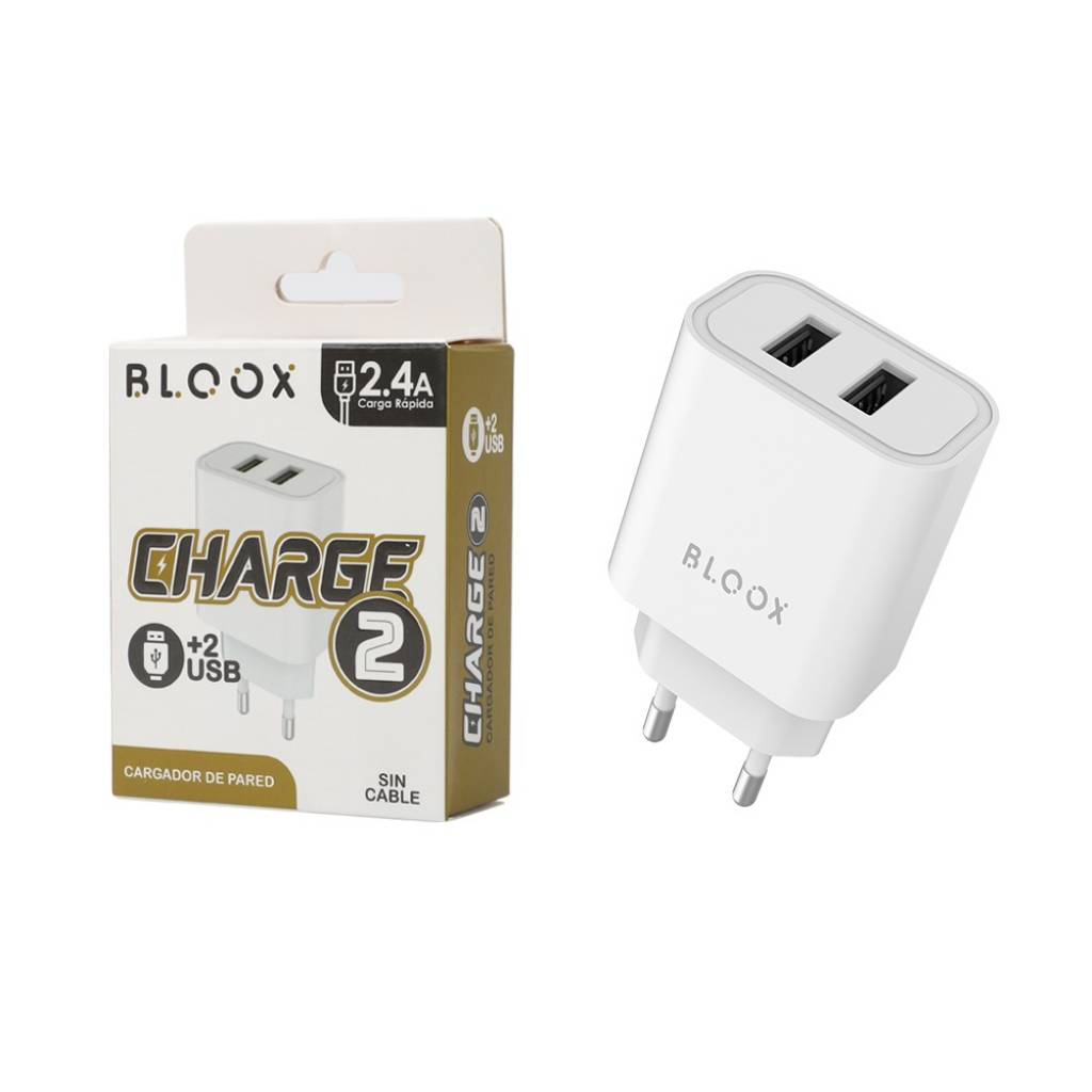 Cargador BLOOX 2.4A 2 USB Sin Cable