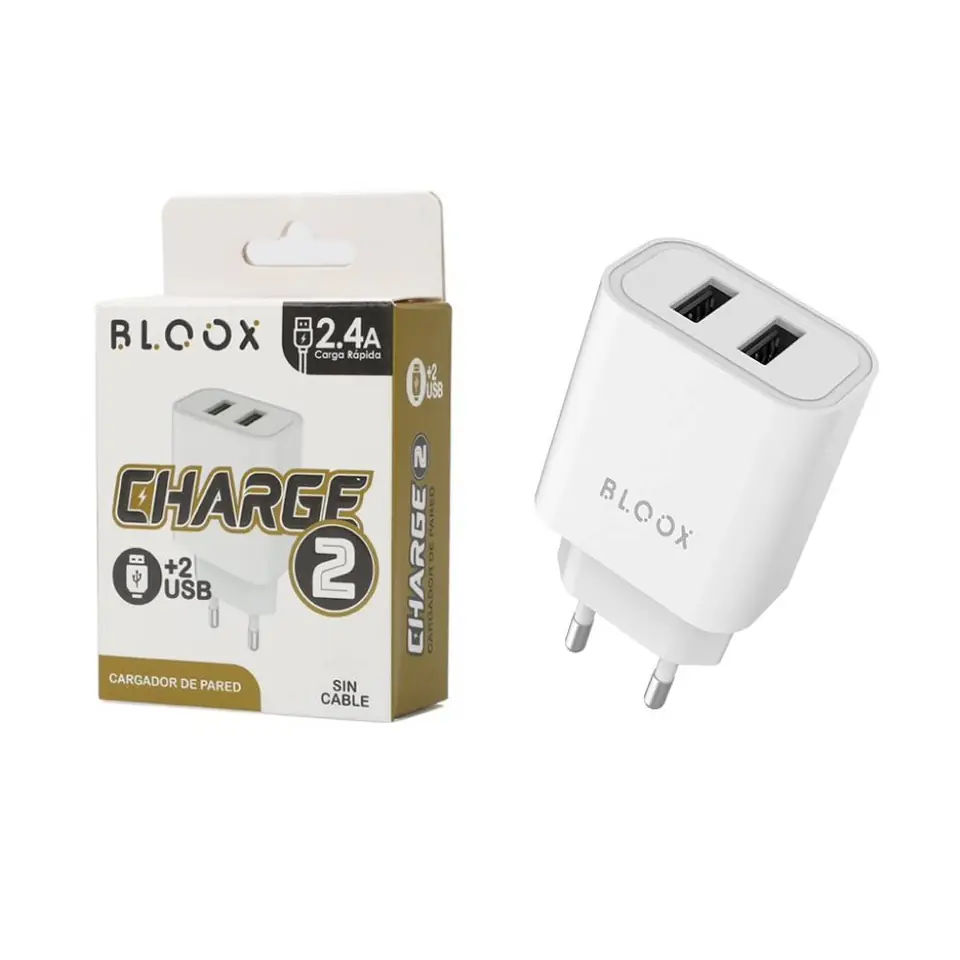 Cargador BLOOX 2.4A 2 USB Sin Cable