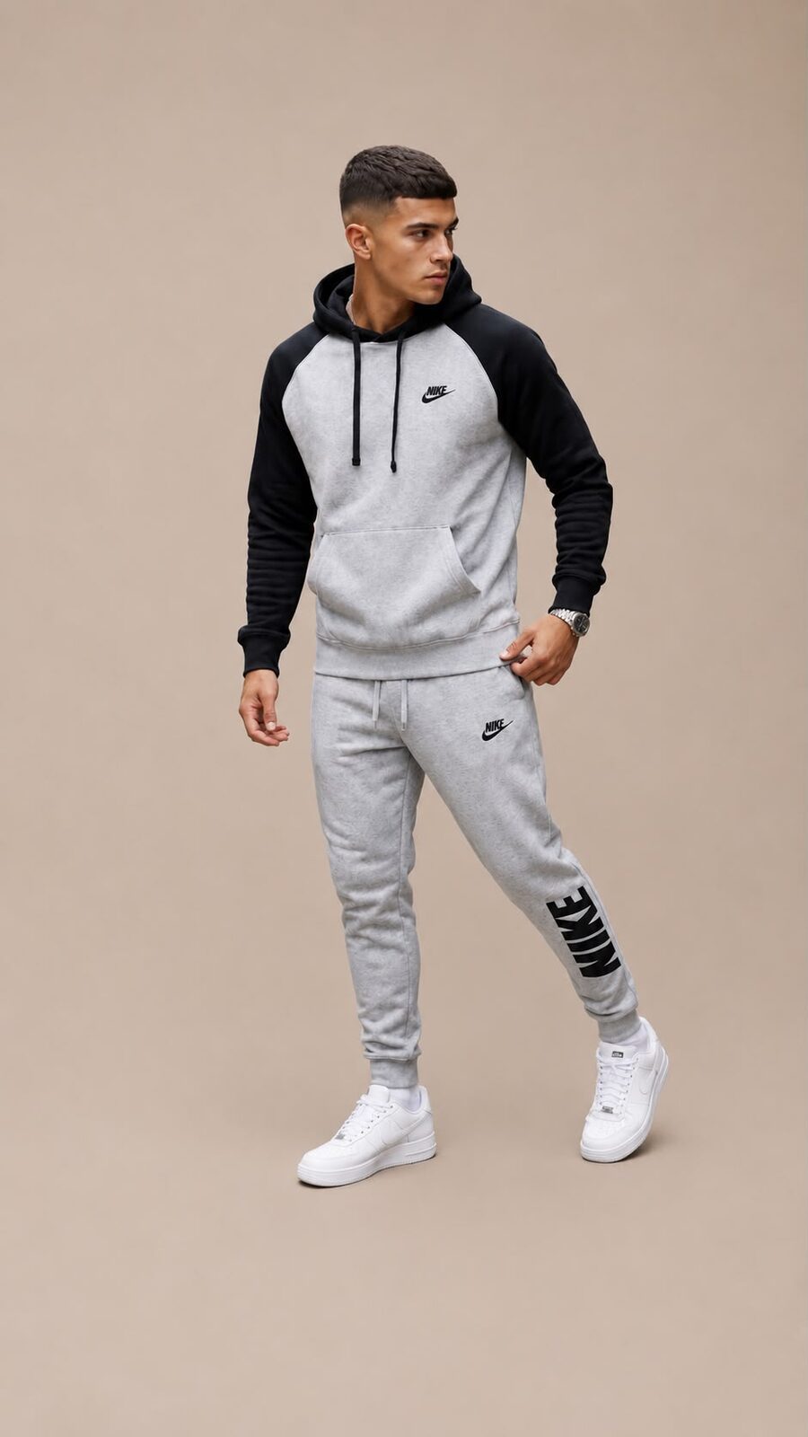 Conjunto Deportivo Gris Melange & Negro
