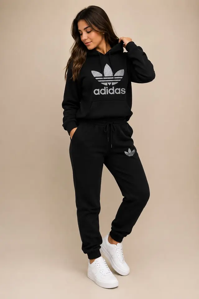 Conjunto Deportivo Black Edition con Glitter Plateado