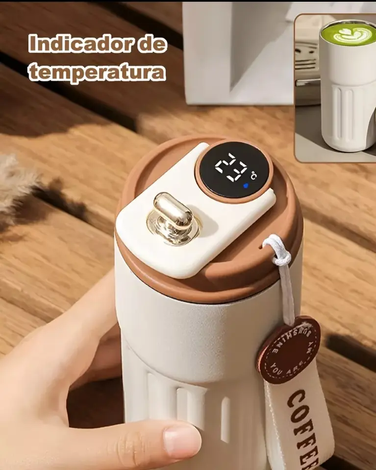 Vaso termico con pantalla de indicador de temperatura led